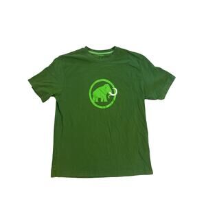 Men US-L Mammut Short Sleeved Green Logo Tee T-Shirt Top Hike Camp Outdoor